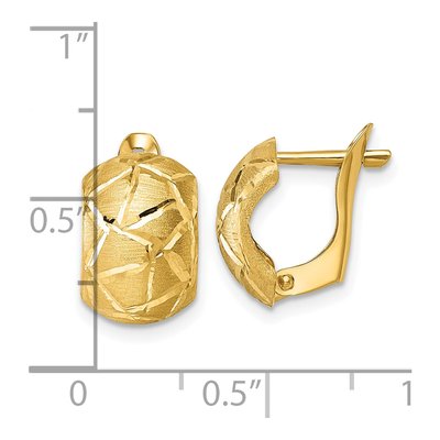 14K Yellow Gold 15mm Diamond-Cut Huggie Hoop Earrings – view 4