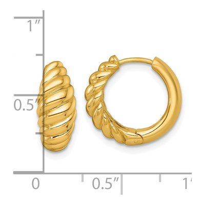 14K Yellow Gold 16mm Twisted Tapered Huggie Hoop Earrings – view 4