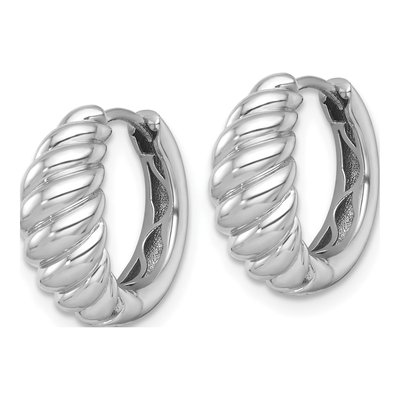 14K White Gold 16mm Twisted Tapered Huggie Hoop Earrings – view 3