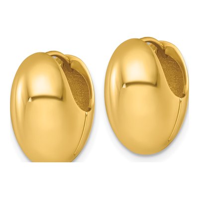 14K Yellow Gold 16mm Puffed Oval Huggie Hoop Earrings – view 3