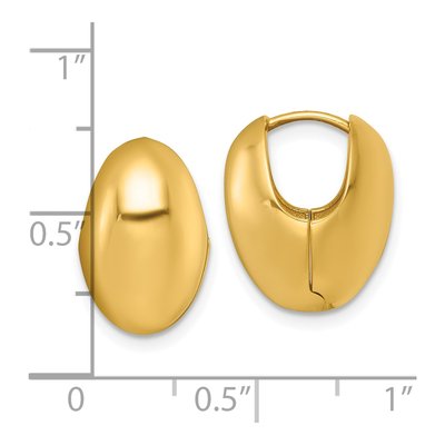 14K Yellow Gold 16mm Puffed Oval Huggie Hoop Earrings – view 4
