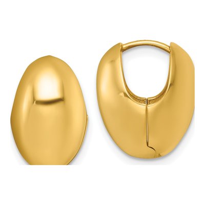 14K Yellow Gold 16mm Puffed Oval Huggie Hoop Earrings