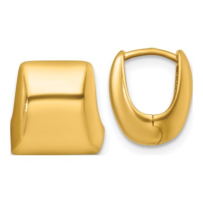 14K Yellow Gold 12mm Square Huggie Hoop Earrings