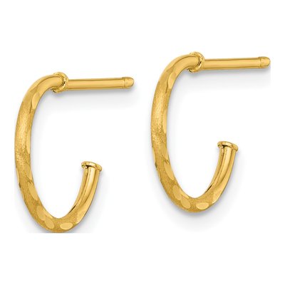 14K Yellow Gold 12mm Diamond-Cut C- Hoop Earrings – view 3