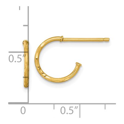 14K Yellow Gold 12mm Diamond-Cut C- Hoop Earrings – view 4