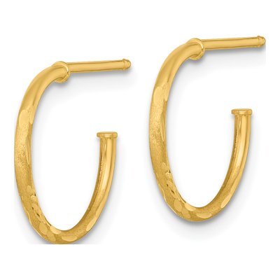 14K Yellow Gold 14mm Diamond-Cut C- Hoop Earrings – view 3