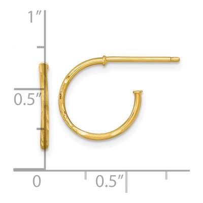 14K Yellow Gold 14mm Diamond-Cut C- Hoop Earrings – view 4