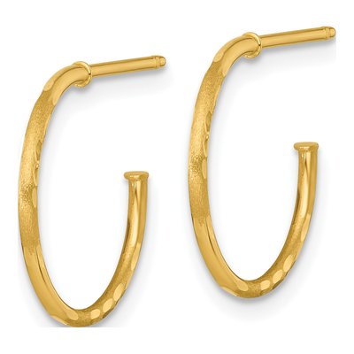 14K Yellow Gold 16mm Diamond-Cut C- Hoop Earrings – view 3
