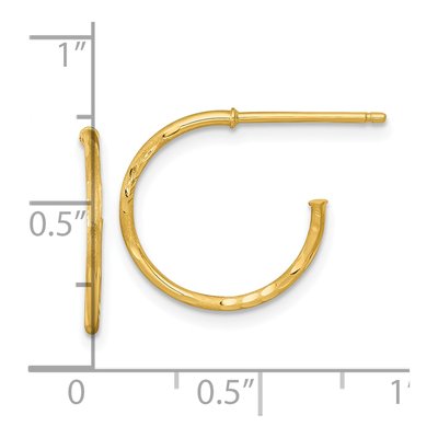 14K Yellow Gold 16mm Diamond-Cut C- Hoop Earrings – view 4