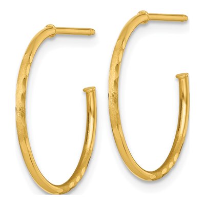 14K Yellow Gold 20mm Diamond-Cut C- Hoop Earrings – view 3