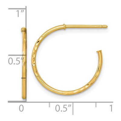 14K Yellow Gold 20mm Diamond-Cut C- Hoop Earrings – view 4