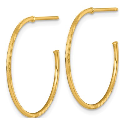 14K Yellow Gold 25mm Diamond-Cut C- Hoop Earrings – view 3