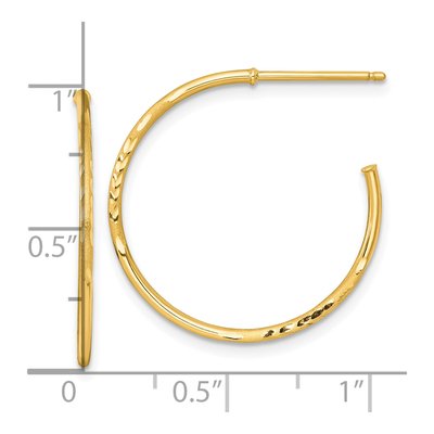 14K Yellow Gold 25mm Diamond-Cut C- Hoop Earrings – view 4