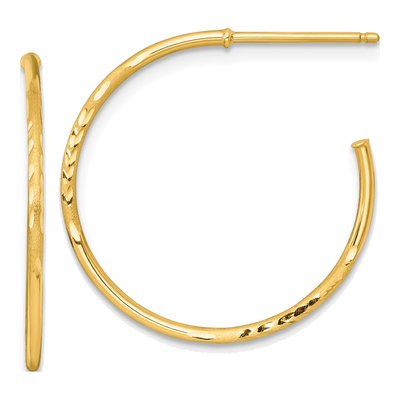 14K Yellow Gold 25mm Diamond-Cut C- Hoop Earrings