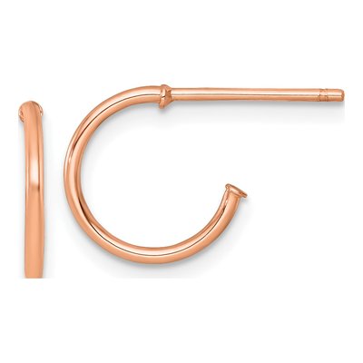 14K Rose Gold 12mm Small C- Hoop Earrings