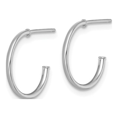 14K White Gold 14mm Small C- Hoop Earrings – view 3