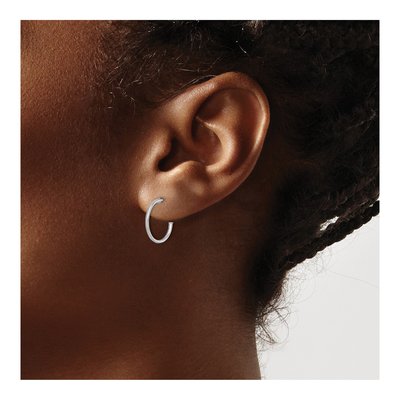 14K White Gold 14mm Small C- Hoop Earrings – view 5