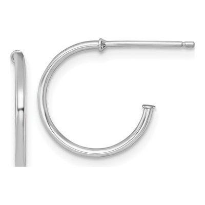 14K White Gold 14mm Small C- Hoop Earrings
