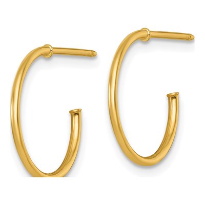 14K Yellow Gold 16mm C- Hoop Earrings – view 3