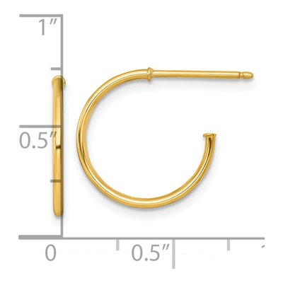 14K Yellow Gold 16mm C- Hoop Earrings – view 4