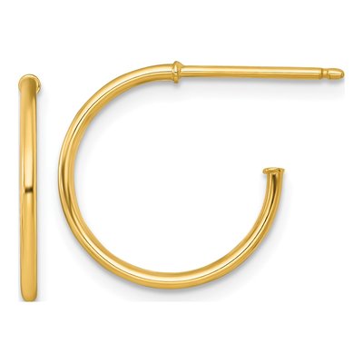 14K Yellow Gold 16mm C- Hoop Earrings