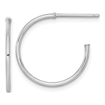14K White Gold 20mm C- Hoop Earrings