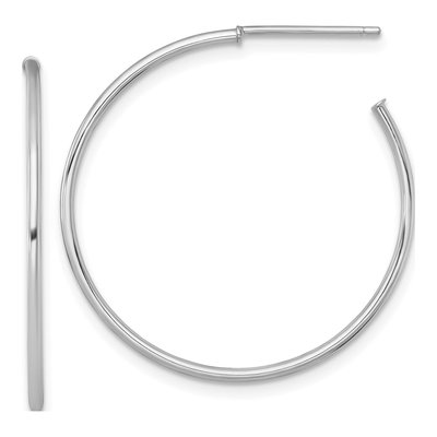 14K White Gold 30mm C- Hoop Earrings