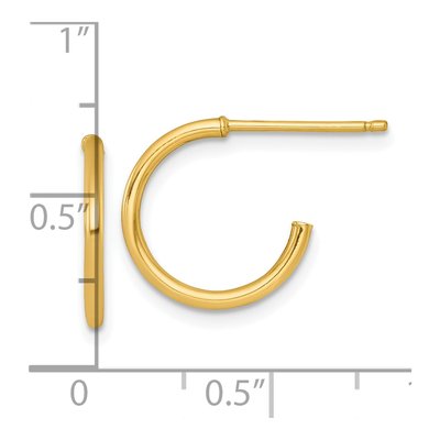 14K Yellow Gold 14mm C- Hoop Earrings – view 4