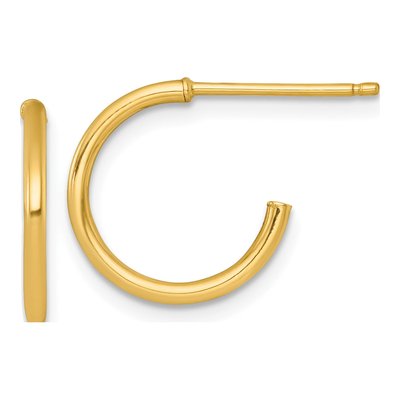 14K Yellow Gold 14mm C- Hoop Earrings