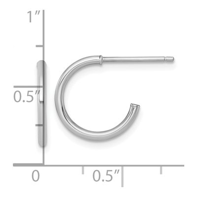 14K White Gold 14mm C- Hoop Earrings – view 4