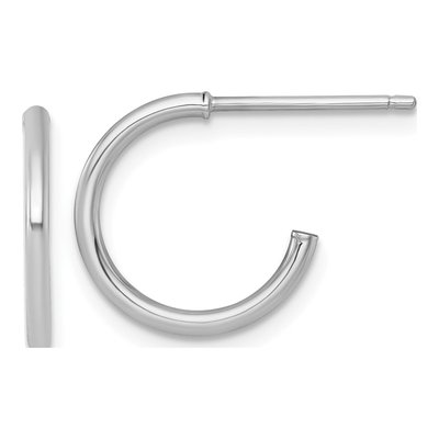14K White Gold 14mm C- Hoop Earrings