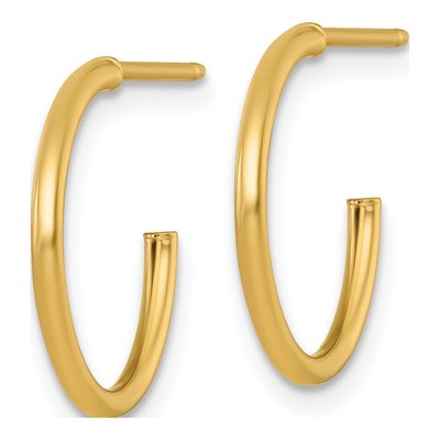 14K Yellow Gold 16mm Small C- Hoop Earrings – view 3