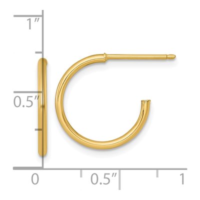 14K Yellow Gold 16mm Small C- Hoop Earrings – view 4