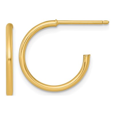 14K Yellow Gold 16mm Small C- Hoop Earrings