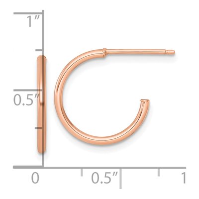 14K Rose Gold 16mm Small C- Hoop Earrings – view 4