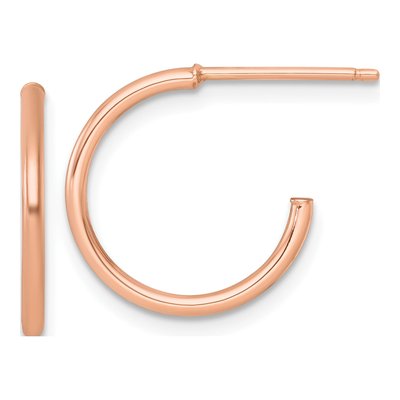 14K Rose Gold 16mm Small C- Hoop Earrings