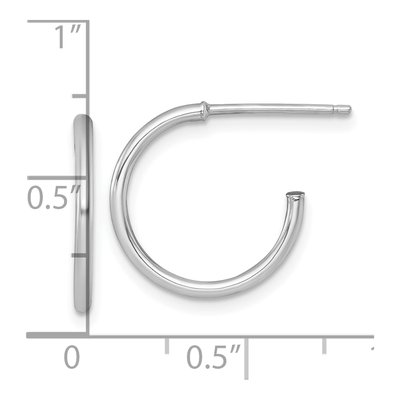 14K White Gold 16mm C- Hoop Earrings – view 4