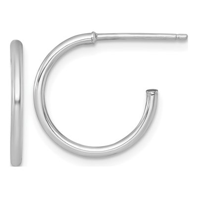 14K White Gold 16mm C- Hoop Earrings
