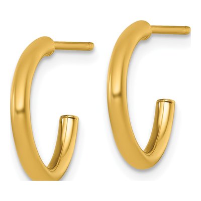14K Yellow Gold 15mm Tube C- Hoop Earrings – view 3