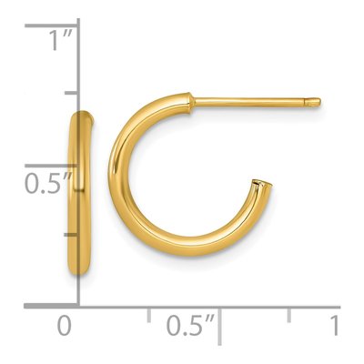 14K Yellow Gold 15mm Tube C- Hoop Earrings – view 4