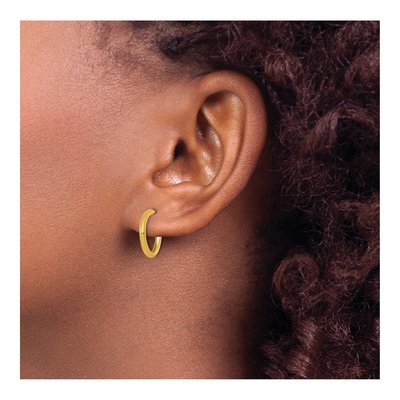 14K Yellow Gold 15mm Tube C- Hoop Earrings – view 5