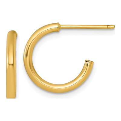 14K Yellow Gold 15mm Tube C- Hoop Earrings