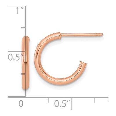 14K Rose Gold 15mm Tube C- Hoop Earrings – view 4