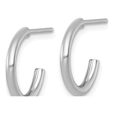 14K White Gold 15mm Tube C- Hoop Earrings – view 3