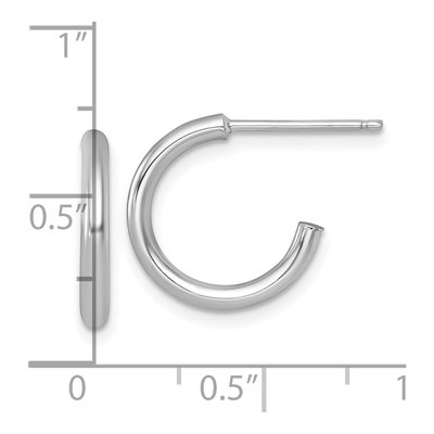 14K White Gold 15mm Tube C- Hoop Earrings – view 4