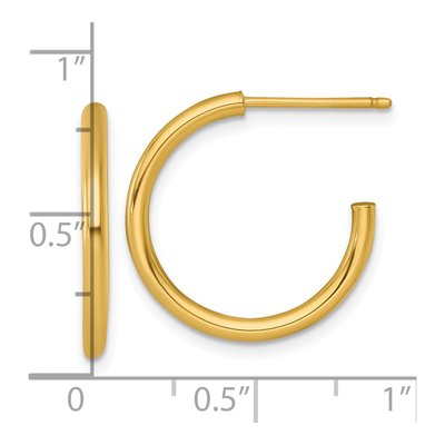 14K Yellow Gold 20mm Tube C- Hoop Earrings – view 4