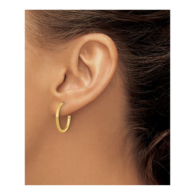 14K Yellow Gold 20mm Tube C- Hoop Earrings – view 5