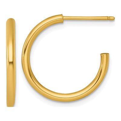 14K Yellow Gold 20mm Tube C- Hoop Earrings