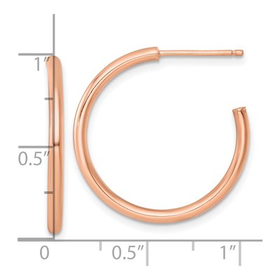14K Rose Gold 25mm Tube C- Hoop Earrings – view 4