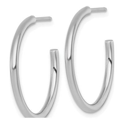 14K White Gold 25mm Tube C- Hoop Earrings – view 3